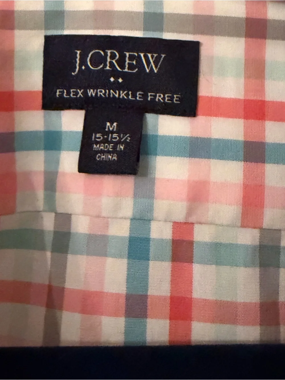 J. Crew Men’s Coral and Teal Plaid Button-Down Shirt
